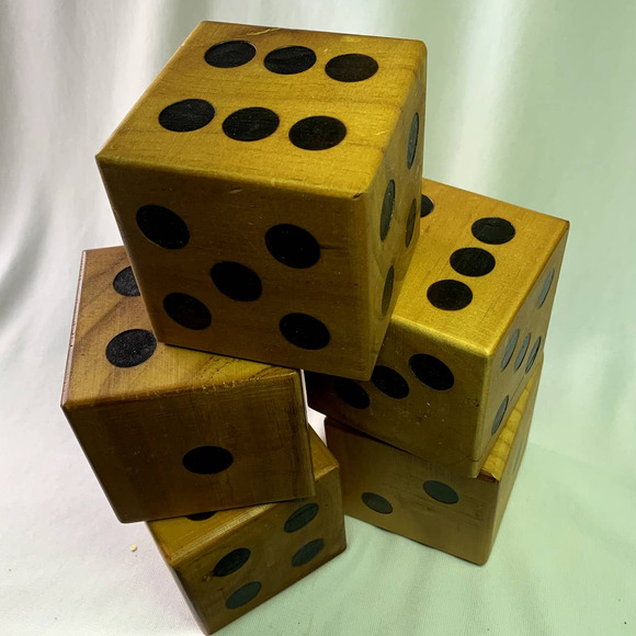 4 inch square Yardzee Wooden Dice.  Great Condition...Tons of FUN! - Picture 1 of 2